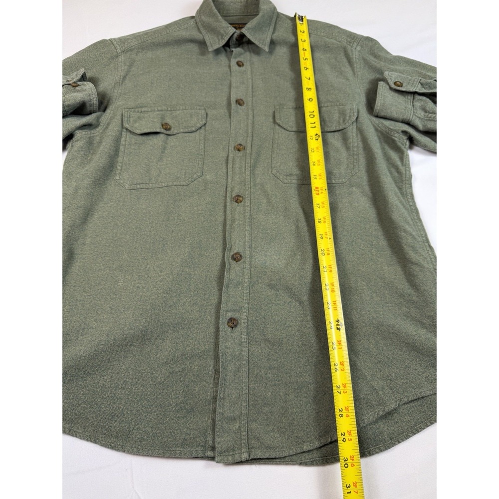 Woolrich Green Flannel Button Down Shirt Gorpcore‎ Cabin Heritage Long Sleeve Lg - Picture 4 of 8